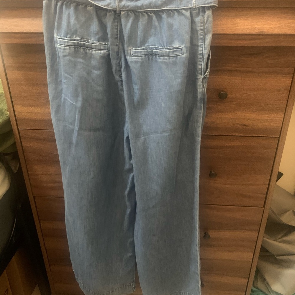 H&M medium denim wash pant w/ paper bag waist sz 6 - Picture 3 of 6